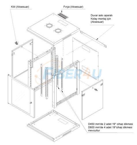 Picture of 4U 600x600 Duvar Tipi Kabinet - Demonte