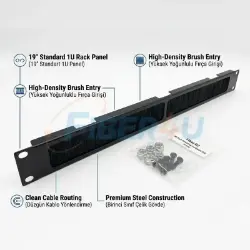 1U Fırçalı Kablo Organizer resmi